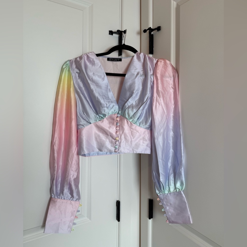 Simplee Apparel Pastel Rainbow Blouse